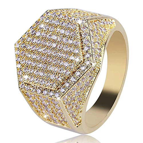 Details about   Mens 14K Gold Plated Hip Hop Shield & Red CZ Ring Available Sizes 7 8 9 10 11 12